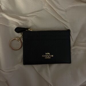 Coach Black Leather Key Ring Card Holder
